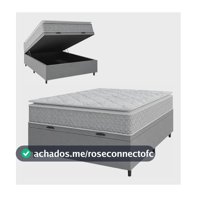 Cama Box Baú Casal Colchão Molas Ensacadas Pillow Top Perfect 138x188x74cm Cinza/Branco Umaflex Suporta até 120kg por pessoa