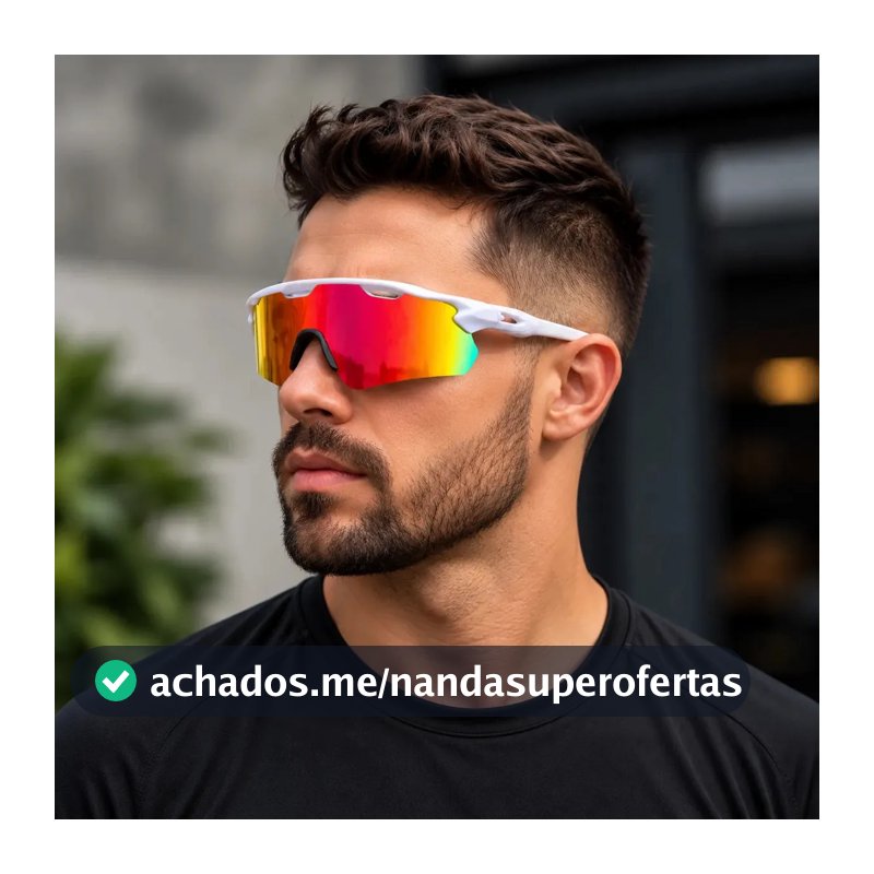 Óculos Esportivo Ciclismo Bike ciclista corrida Proteção Uv400 estilo radar Branco/multicolor