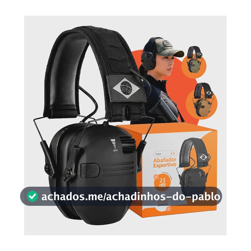 Abafador Ruidos Eletrônico Protetor Auricular Auditivo Tiro Esportivo Concha Preto T7 T1