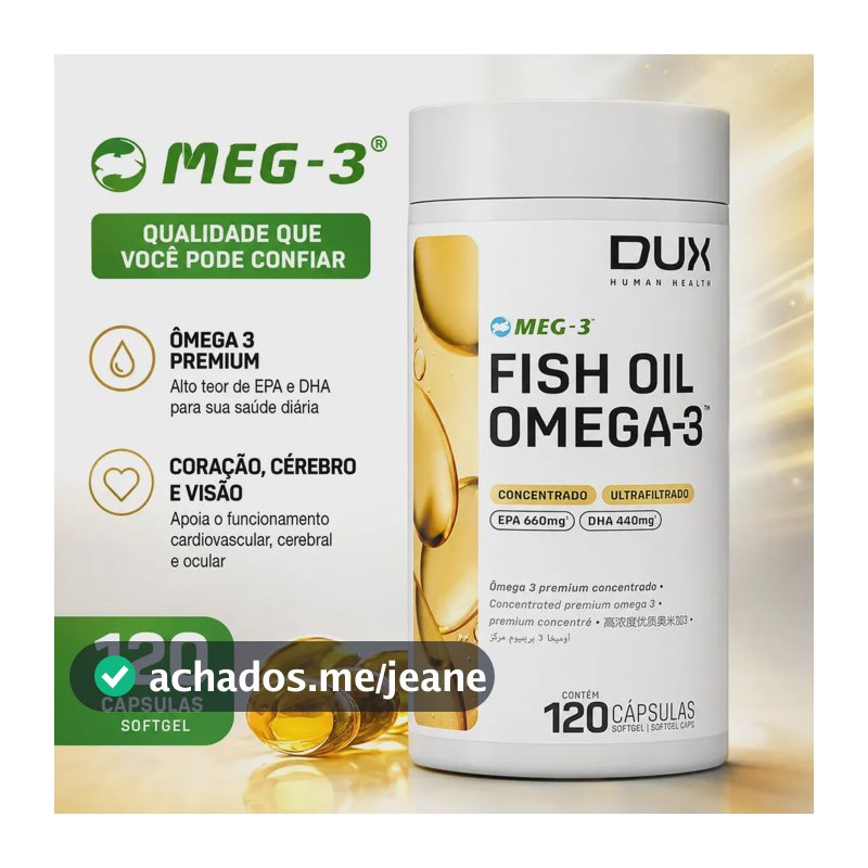 Ômega 3 Dux Nutrition Óleo de peixe em cápsula Sem sabor de 120 un