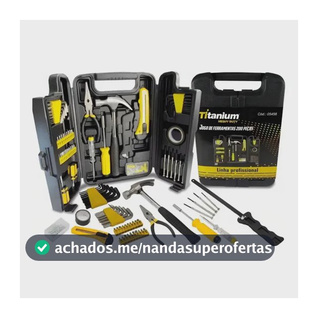 Kit Ferramentas 200 Peças c/ Maleta Titanium - Chaves, Alicates, Martelos, Serra - Aço Carbono - DIY Oficina Casa
