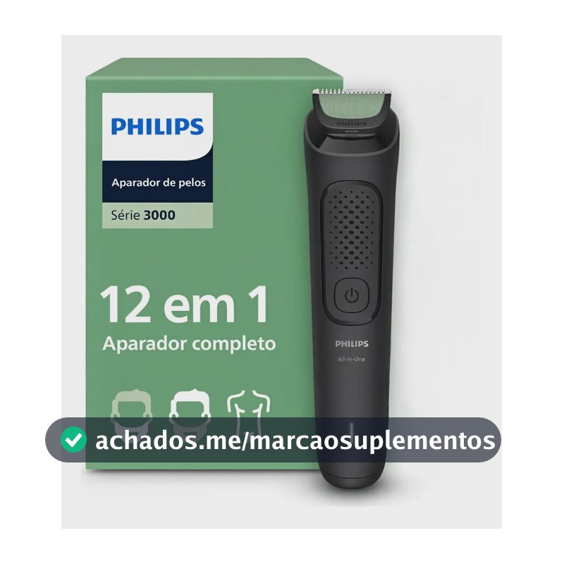 Philips Aparador e Barbeador Elétrico All-in-One Série 3000 12 em 1 12 acessórios para o visual completo | Lâminas com pontas arredondadas | 60 min sem fio | MG3921/15 MG3921/15