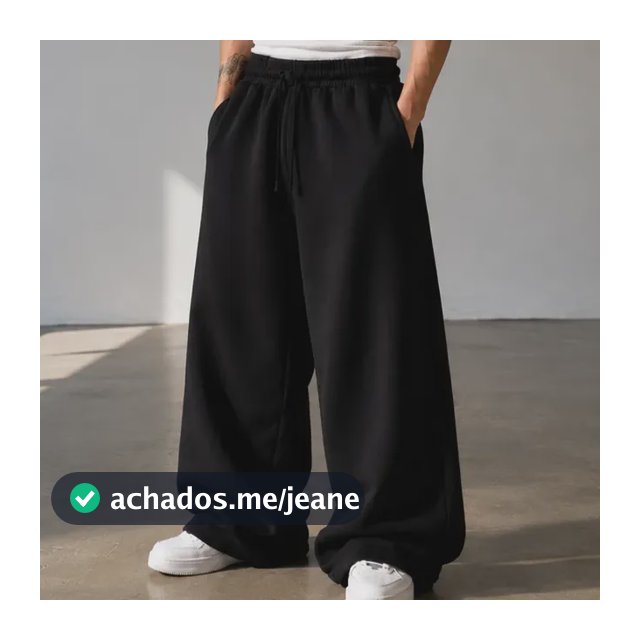Calça Unissex Moletom Baggy Streetwear Básica Wide Leg Lisa