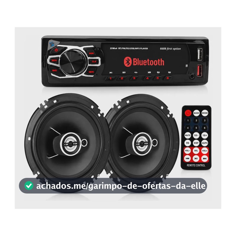 Kit Som Radio Automotivo Bluetooth Fm Usb + 2 Alto Falantes