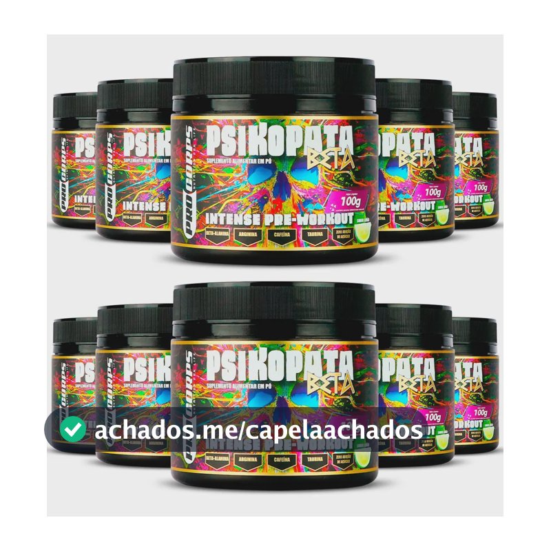 Pré Treino Psikopata Beta Pro Corps 100g Kit 10 Unidades Taurina Arginina