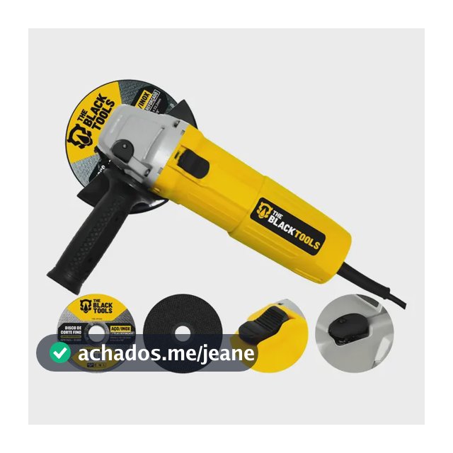 Esmerilhadeira Lixadeira Angular 4.1/2 11000rpm 780w The Black Tools Cor Amarelo Com 2 Discos De Corte