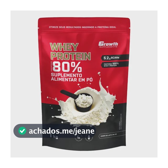 Proteína Growth Supplements Whey concentrado em pó sabor Leite em Pó x 1kg