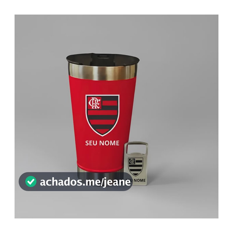 Copo Termico Do Flamengo Personalizado A Laser Com Seu Nome Vermelho