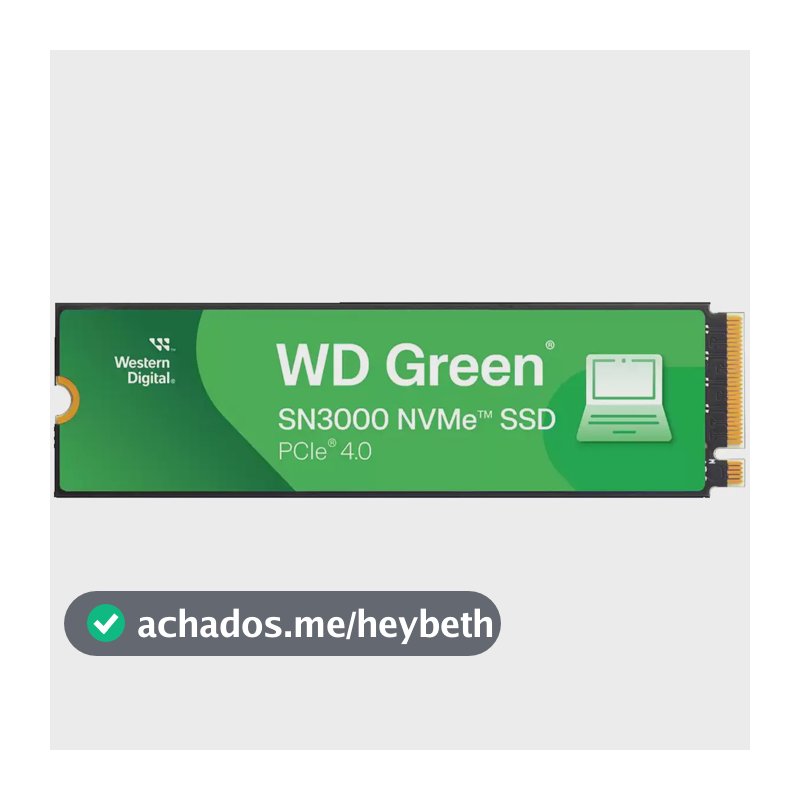SSD 1TB M.2 NVMe PCIe 4.0 Western Digital Sn3000 Velocidade de Leitura e Gravação 5000/4200 MB/s WDS100T4G0E-00CPS0