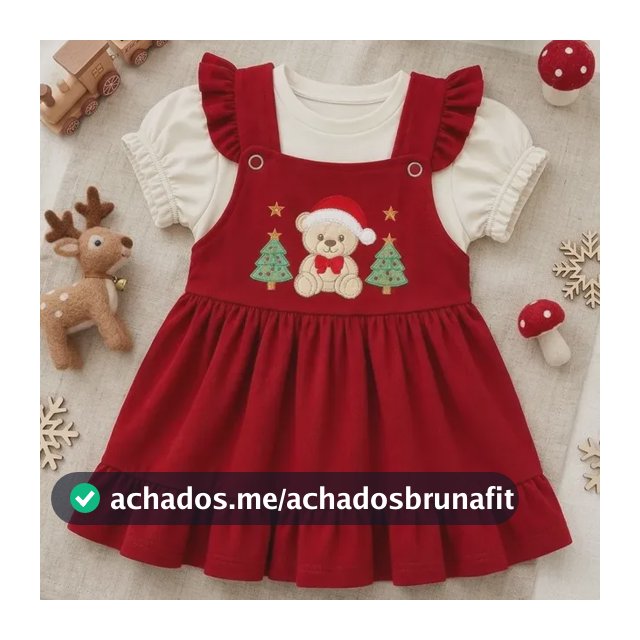 Conjunto De Natal 02 Peças Vestido E Camiseta Natalino Luxo