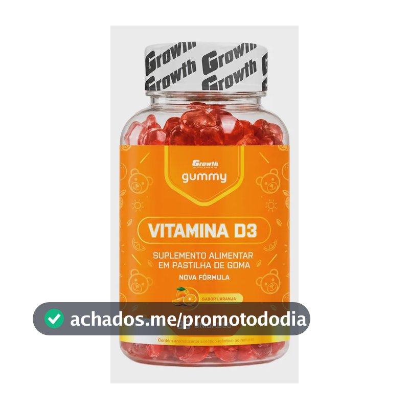Vitamina D3 Gummy 30 Un Growth Supplements - Sabor Laranja Laranja