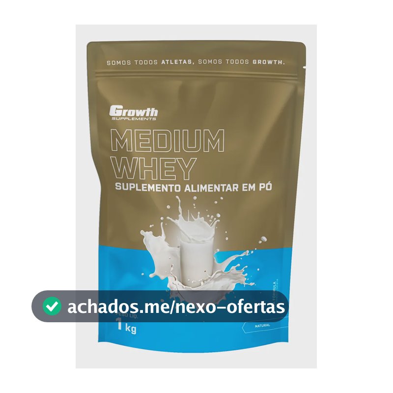 Whey Protein Medium 1kg Growth Supplementos - Natural