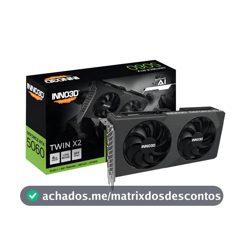 Placa de Vídeo INNO3D GeForce RTX 5060 Twin X2 8GB GDDR7 128-bit