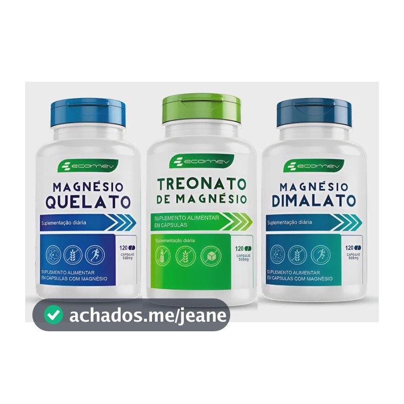 Super Kit Magnesio Quelato Treonato Dimalato 360cápsulas Sem Sabor