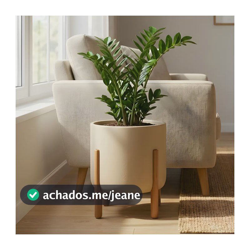 Vaso Para Plantas Polietileno Decorativo Suporte Madeira P Areia Liso