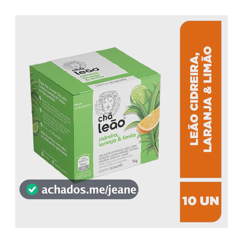 Chá Leão Cidreira Laranja Limão Sachê 10 Unidades Sem Glúten