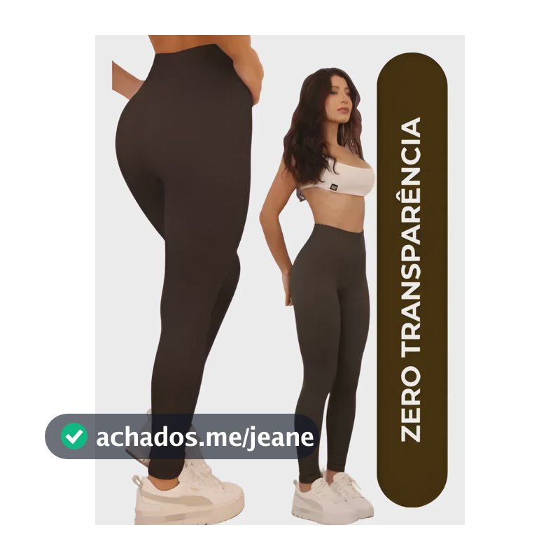 Calça Legging Canelada Academia Poliamida Fitness Cós Alto Marrom-escuro P/m