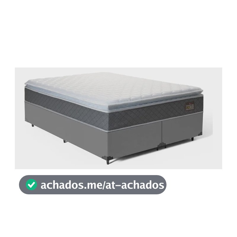 Cama Box Queen + Colchão De Espuma D45 C/ Pillow Top Cor Cinza
