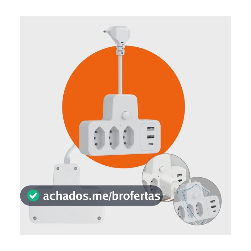 Conector De Extensão Portátil 3 Universal Plug Carregador Eletro Mex Modelo:6em1 Unidade:1 Unidade