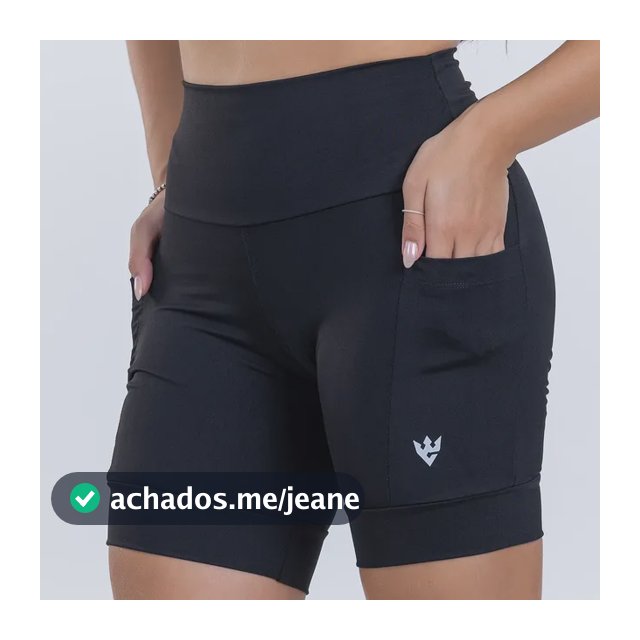 Shorts Feminino Cintura Alta Com Bolsos Academia Corrida