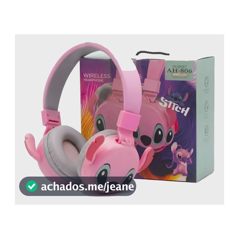Fone De Ouvido Sem Fio Stitch Bluetooth Headphone Infantil S Rosa