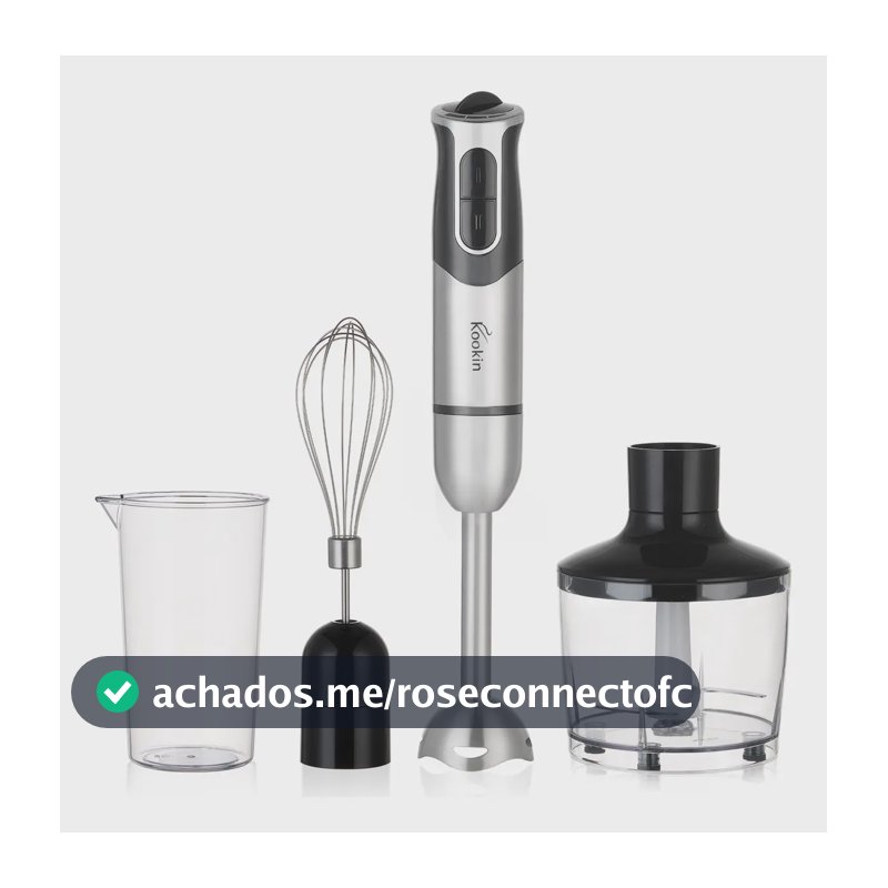 Mixer De Mão Portátil 8 Velocidades 3 Em 1 Inox 800w Kookin Knhb1008 Multifuncional Com Função Turbo E Lâminas Aprimoradas 2 Afiadas + 2 Reforçadas Em Aço Inox 304