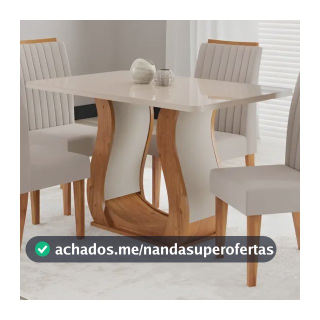 Mesa De Jantar 120x80,7cm Tampo Com Vidro 4 Cadeiras Fg