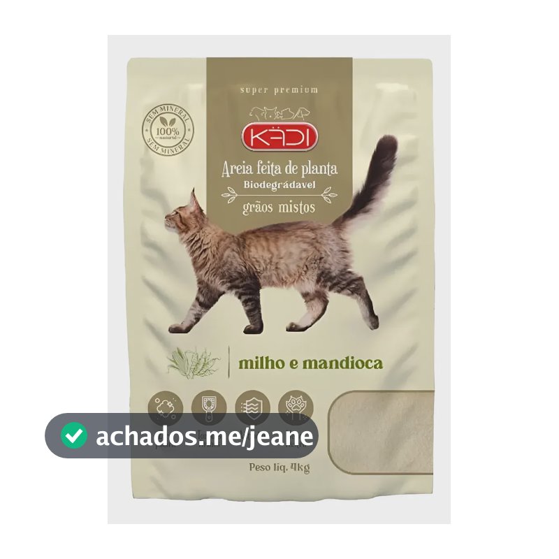 Granulado Misto Sanitário Para Gato Mandioca Milho Kadi 4kg