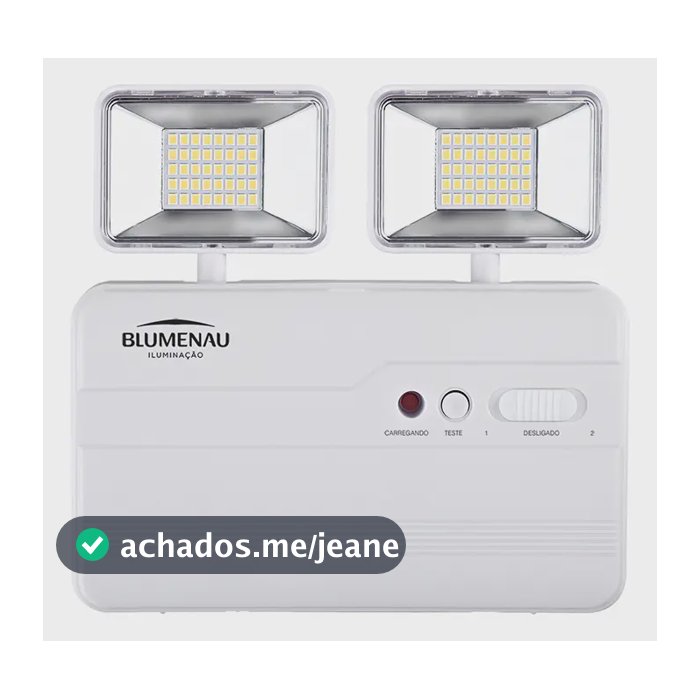 Blumenau Iluminação 40012224 luminária de emergência 2200 lumens led com bateria recarregável 10 w branca bivolt