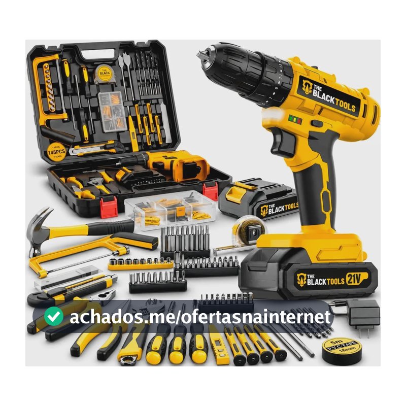 Parafusadeira Furadeira Impacto 21v C/ Maleta Jogo 145 Pçs