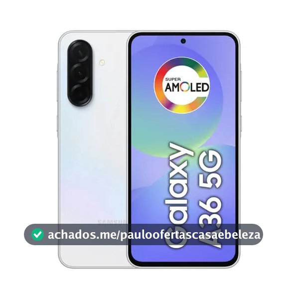 Smartphone Samsung Galaxy A36 5G 128GB 6GB RAM Câmera Tripla de até 50MP Selfie de 12MP IP67 Super AMOLED 6.7'' NFC Recursos AI Android e Segurança Snapdragon - Branco