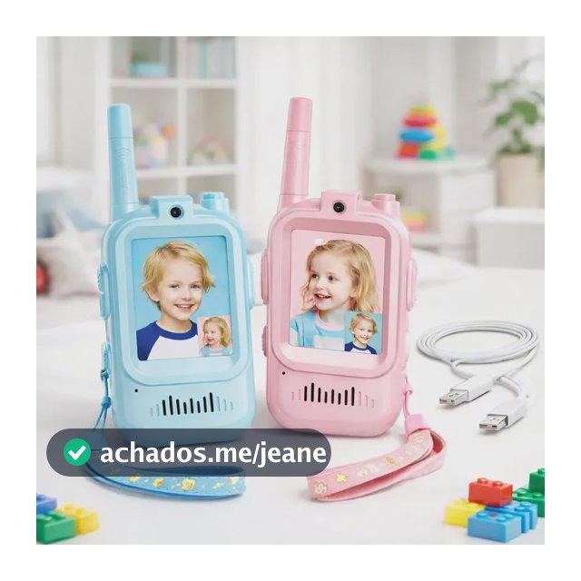 Walkie Talkie Infantil Chamada De Vídeo Recarregável 300m Azul E Rosa