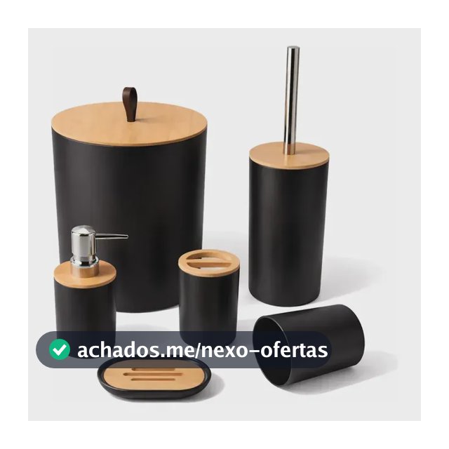 Kit Banheiro Acessórios Kit Banheiro Completo 6 Peças Tampa Fechada Copo Multiuso, Escova Sanitária, Cesto De Lixo, Porta Escova, Porta Sabonete Líquido, Saboneteira Dona Bego Cor Preto Sayonara