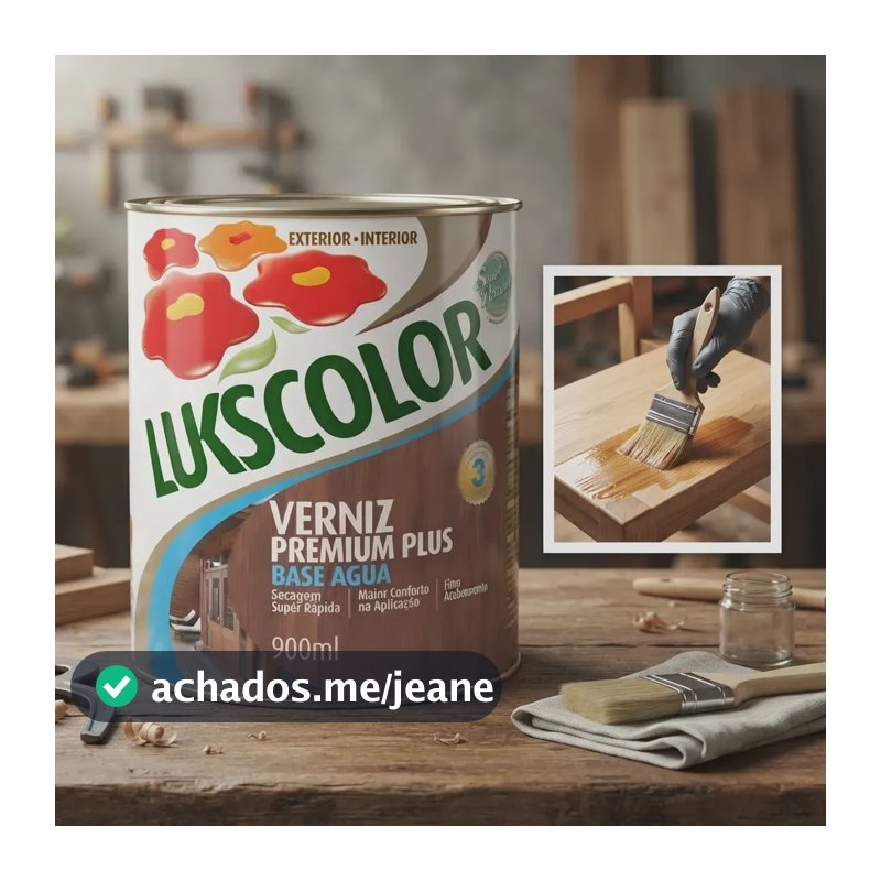 Verniz Lukscolor Incolor Brilhante à Base d'Água para Interior 900ml