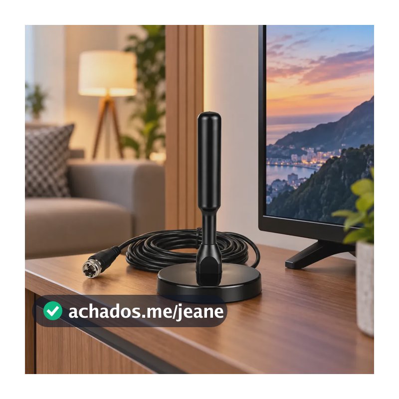 Antena Digital Interna Externa HDTV UHF Com Cabo Longo De 5 Metros Até 240km Com Base Magnetica Distancia Brazuca Cell