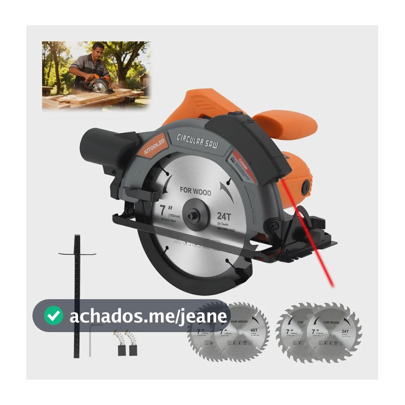 Serra Circular Elétrica 185mm 1650w Com Guia Laser Aitoolzo 220v