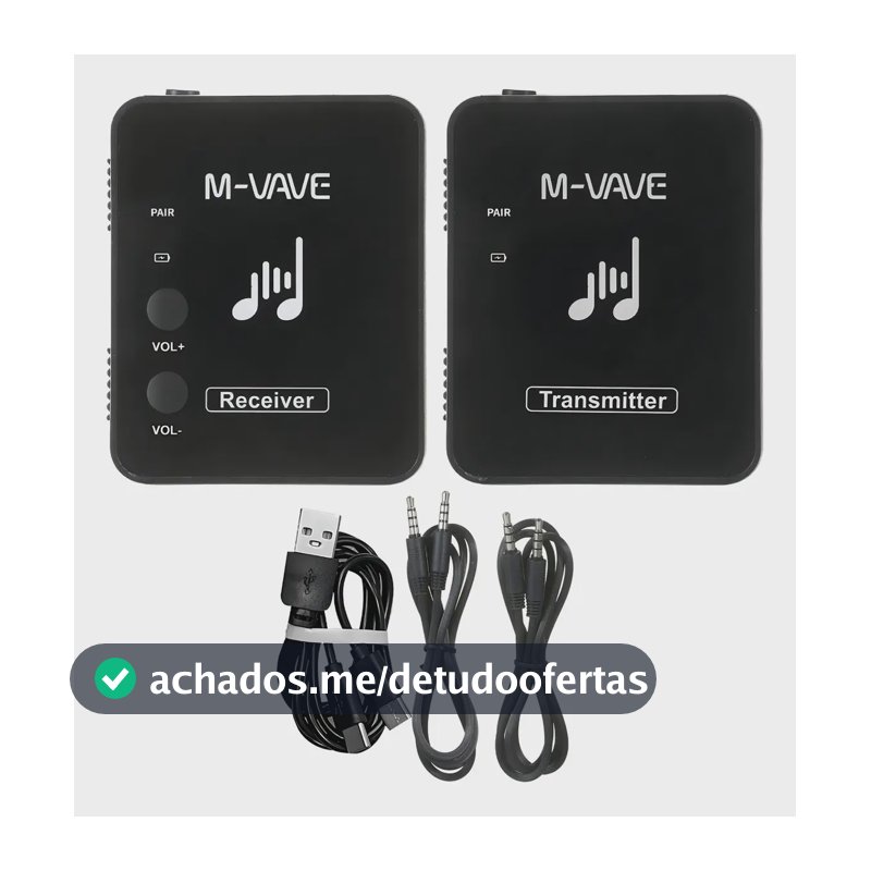 Sistema de Monitoramento In-Ear Sem Fio M-Vave WP-10 Preto 2.4GHz