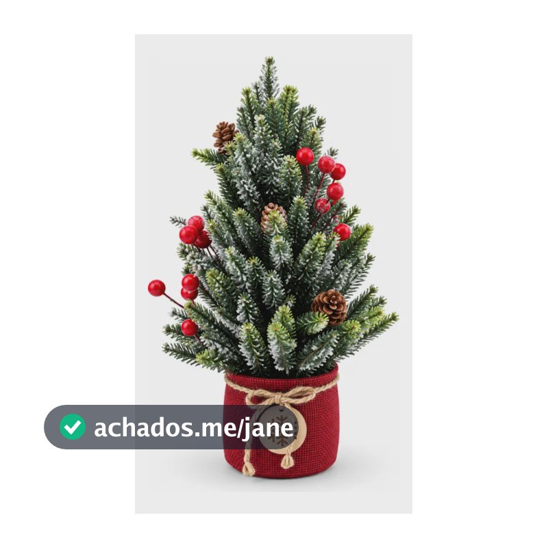 Mini Árvore Natalina 35cm Com Neve Pinhas E Frutas Vermelhas Vermelho