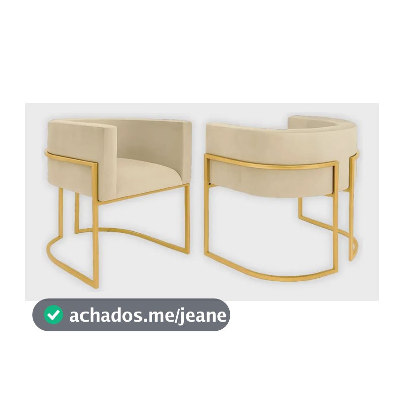 Kit 2 Cadeiras Poltrona Base Ferro Luxo Decorativa Poltrona Lua Betina
