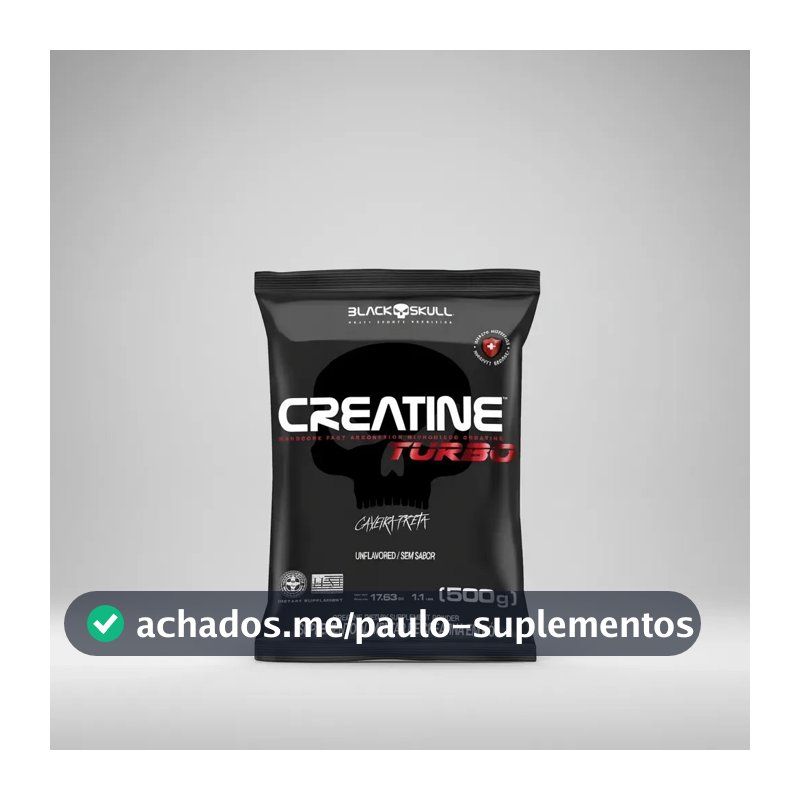 Creatine Turbo 500g Refil Black Skull USA Sem Sabor