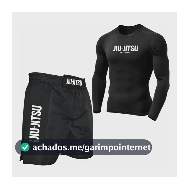 Kit Jiu Jitsu Rash Guard Manga Longa Short Treino Jiu-jítsu