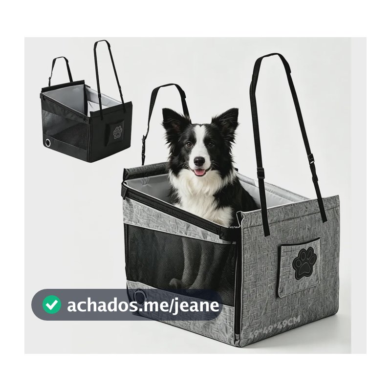 Cadeira Pet Assento Carro Bolsa Transporte Gato Cães Até15kg Cinza