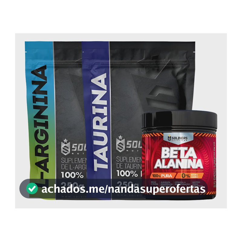 Kit: Arginina 250g + Beta Alanina 250g + Taurina 250g Sol Natural