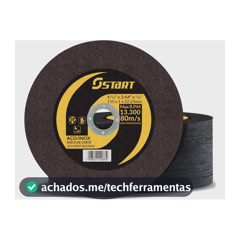 Kit 50 Discos De Corte Fino Inox 4.1/2 Esmerilhadeira Cinza E Amarelo