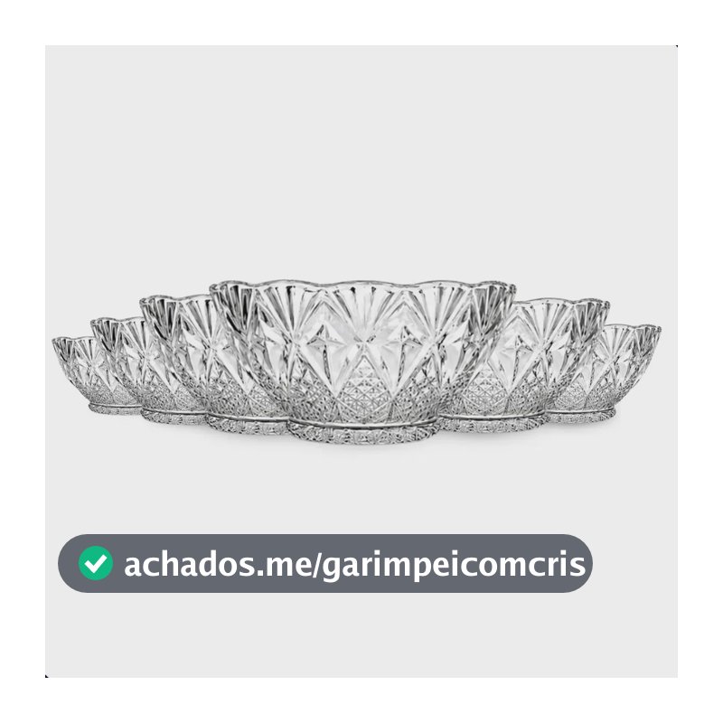 Jogo De Sobremesa Tigela Bowl 6 Em Vidro Desenhado Transparente