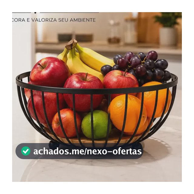Fruteira de Mesa Cesto Organizador de Frutas Aramada Multiuso Cozinha Metal Inox Aquattro