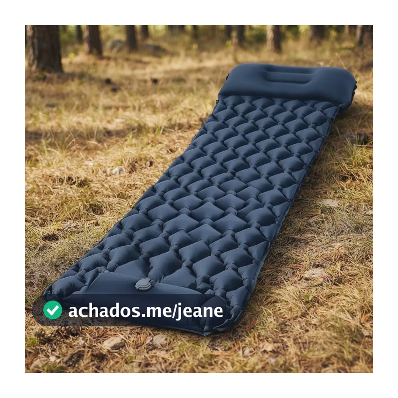 Colchão Inflável Solteiro Para Acampamento, Fácil De Inflar Azul-escuro