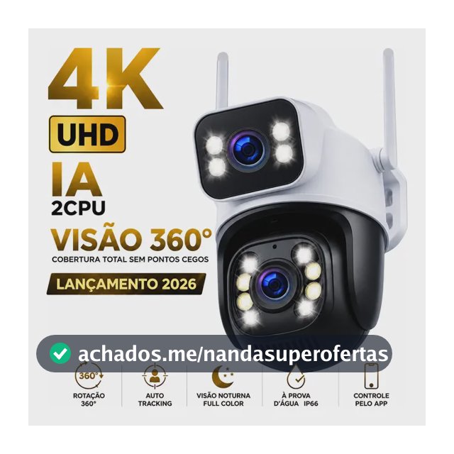 Câmera Segurança Externa Ip Wifi A28 App Icsee A Prova Dagua Ip66 Dome Lente Dupla Lentes 2 Em 1 Vigilancia Visão Noturna Infravermelho 4k Uhd Nova Geração Lançamento 2026 Nexgen