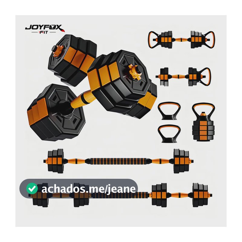 Kit Halteres 6 Em 1 Peso Musculação Até 40kg Design Octogonal Anti-Rolamento Ajustável Halter Kettlebell Joyfox Fitness Cor Laranja