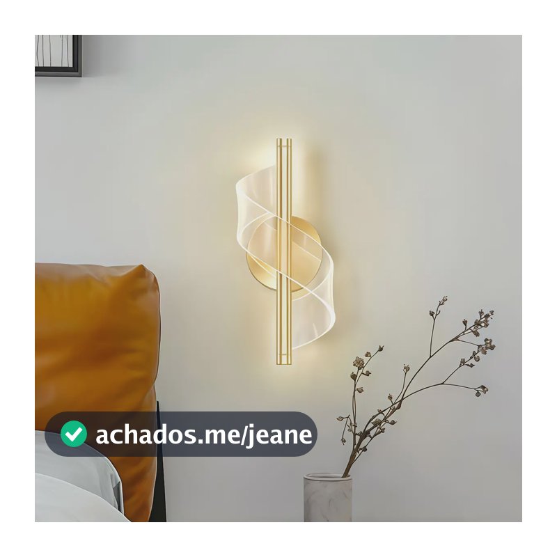 Arandela Espiral Decorativo Moderna Parede Cabeceira Quarto 127/220v Dourado